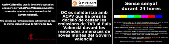 Las páginas web de Ã’mnium Cultural y 'Vilaweb' suspenden su actividad habitual en señal de apoyo a Acció Cultural del PaÃs Valencià . Las páginas web de Ã’mnium Cultural y 'Vilaweb' suspenden su actividad habitual en señal de apoyo a Acció Cultural del PaÃs Valencià .