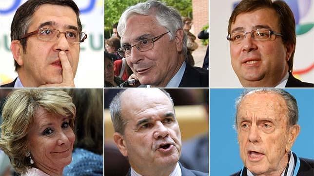 Fotos: ABC/ AGENCIAS. De izq. a drcha, arriba, LÃ³pez, Barreda y FernÃ¡ndez Vara, primeros espadas formados en la polÃ­tica regional. Abajo, Aguirre, Chaves y Fraga saltaron de la polÃ­tica nacional a la autonÃ³mica