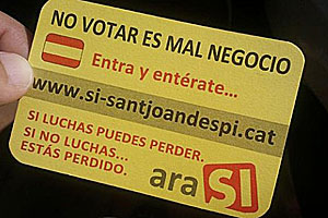 Folletos promocionales editados por la agrupaciÃ³n local de Solidaritat Catalana per la IndependÃ¨ncia en San Juan DespÃ­ (Barcelona).