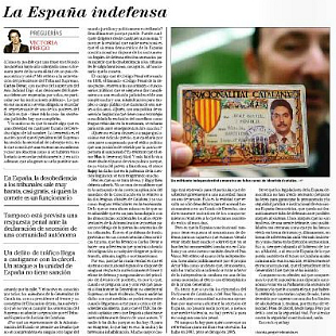ArtÃ­culo de la periodista de 'El Mundo' Victoria Prego en el que reflexiona sobre la debilidad del sistema democrÃ¡tico espaÃ±ol ante los incumplimientos de las leyes por los partidos polÃ­ticos independentistas.